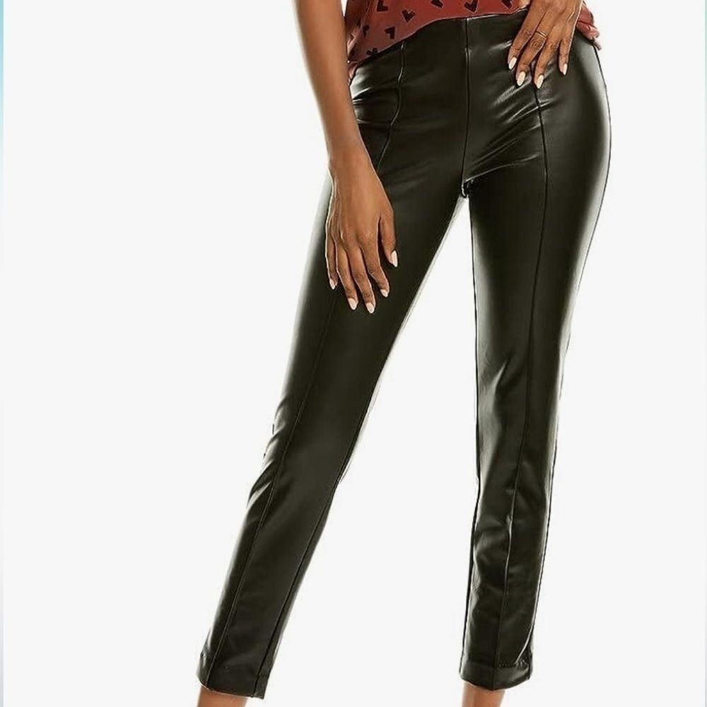 Anne klein pull on leggings faux leather black comfort